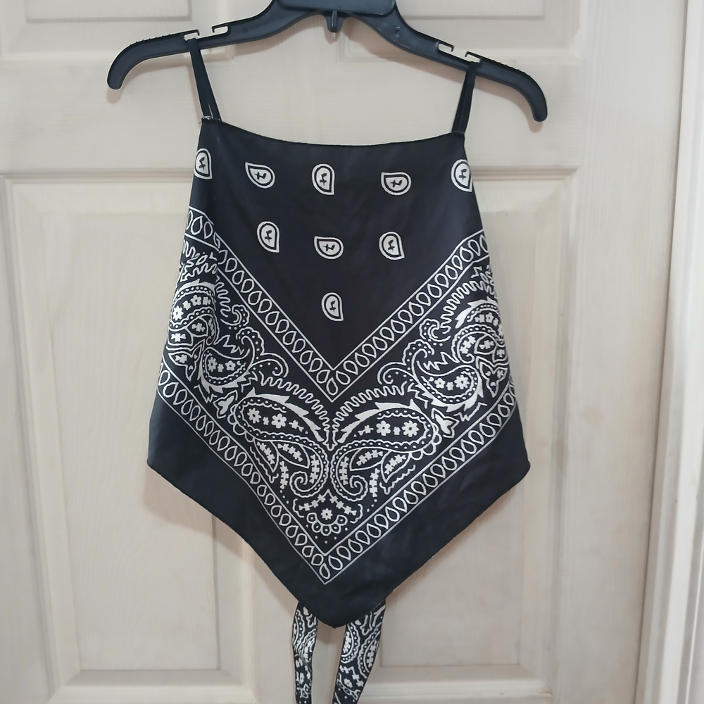 Black and White Bandana Print Top